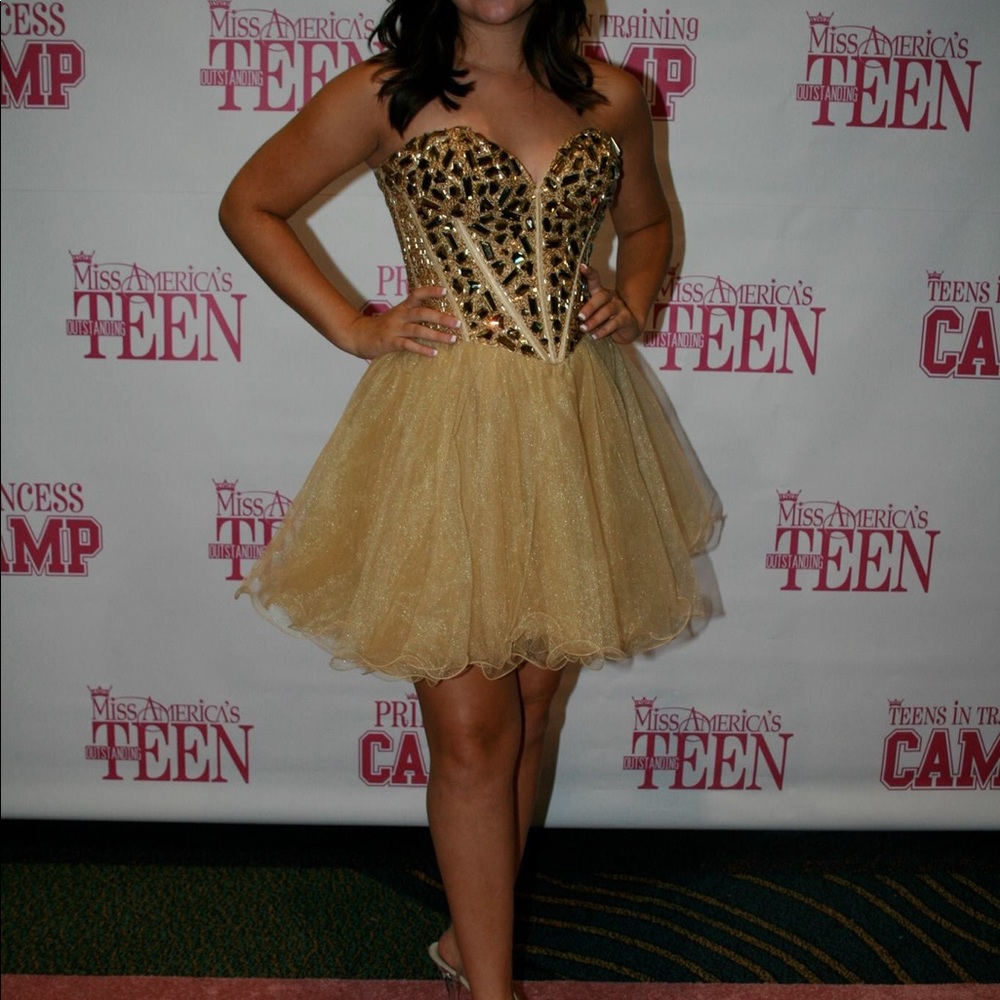 Gold Sherri Hill Cocktail Dress Size 4